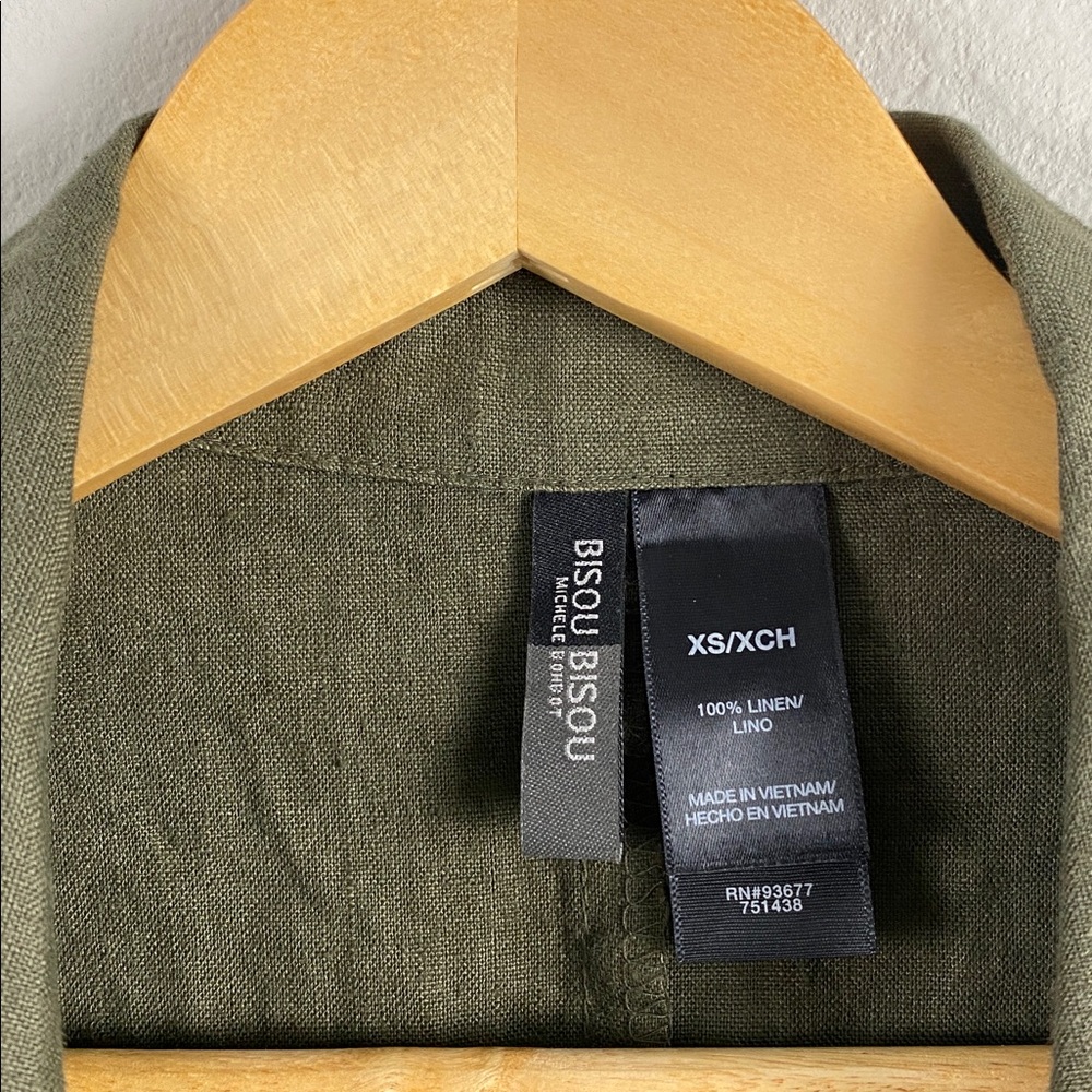 Bisou Bisou Michele Bohbot Linen Blazer Jacket | Olive - Picture 13 of 14